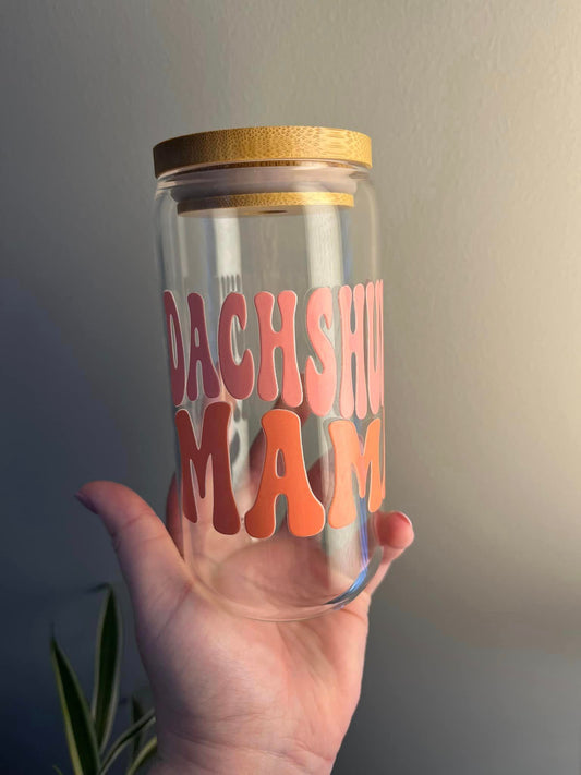 Dachshund Mama Glass 16oz Cup