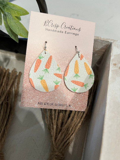 Carrot Faux Leather Spring/Easter Earrings