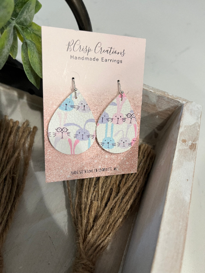 Easter Bunny Faux Leather Earrings