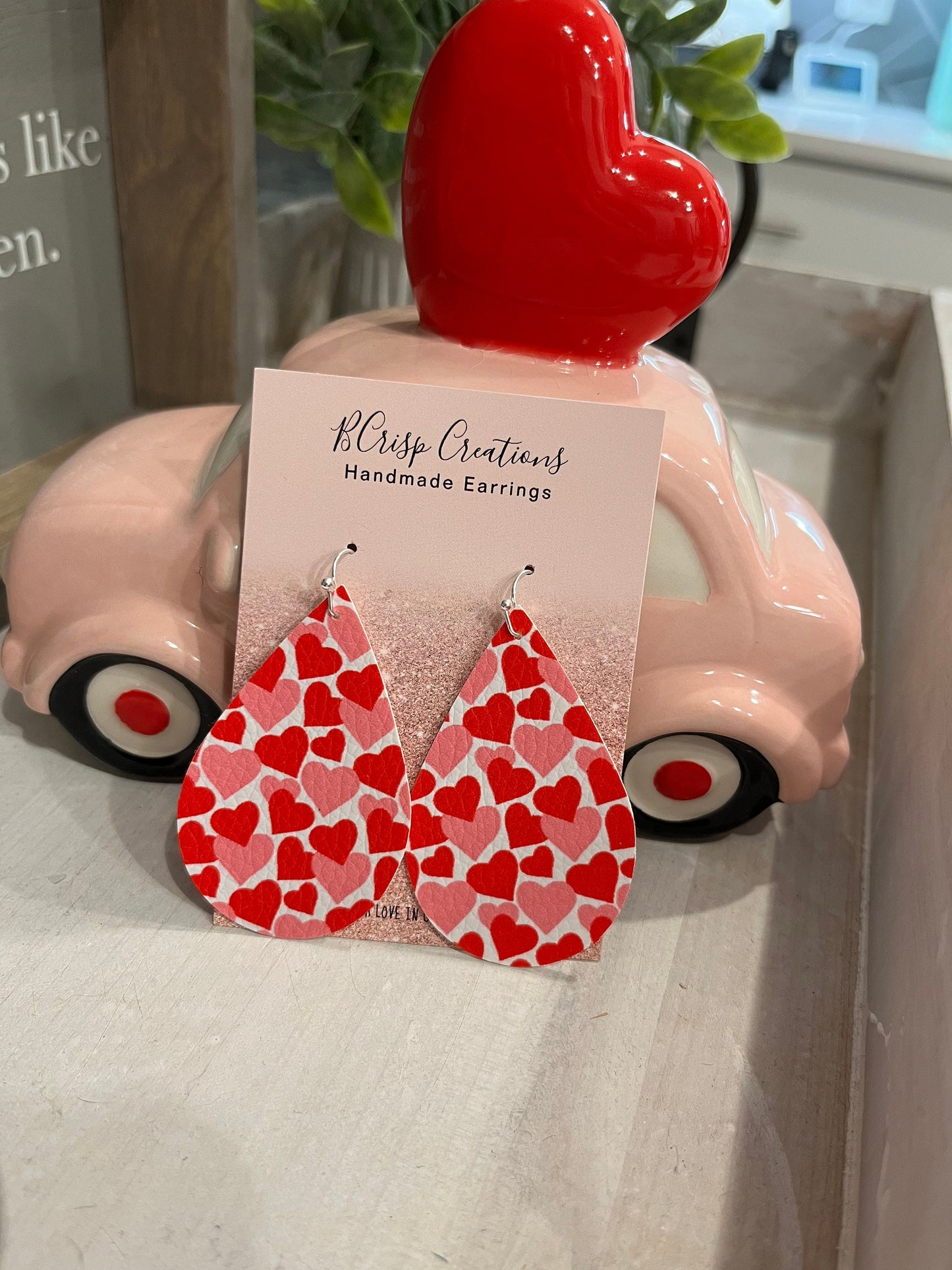 Valentine Heart Faux Leather Earrings