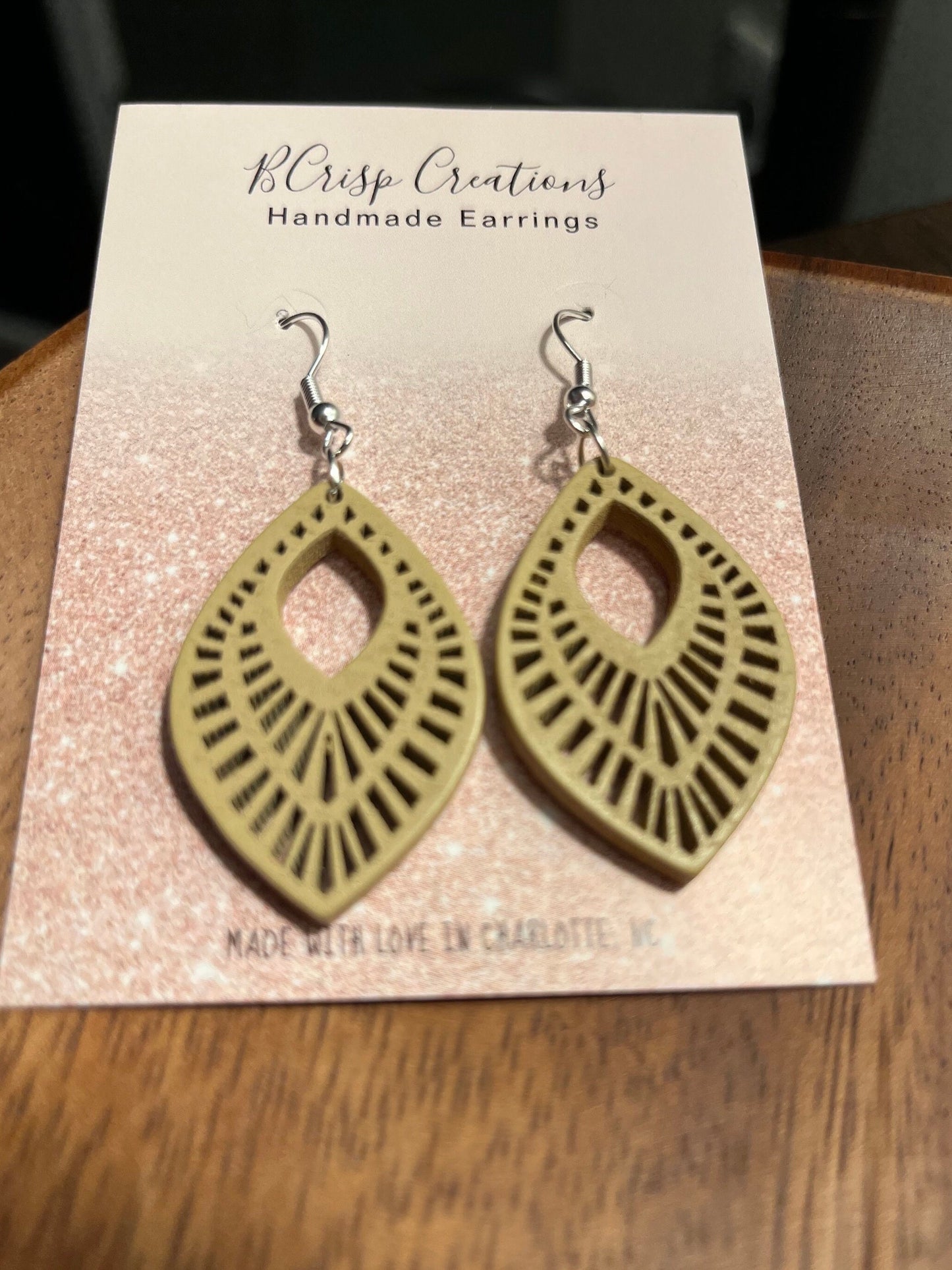 Beige Wood Boho Earrings