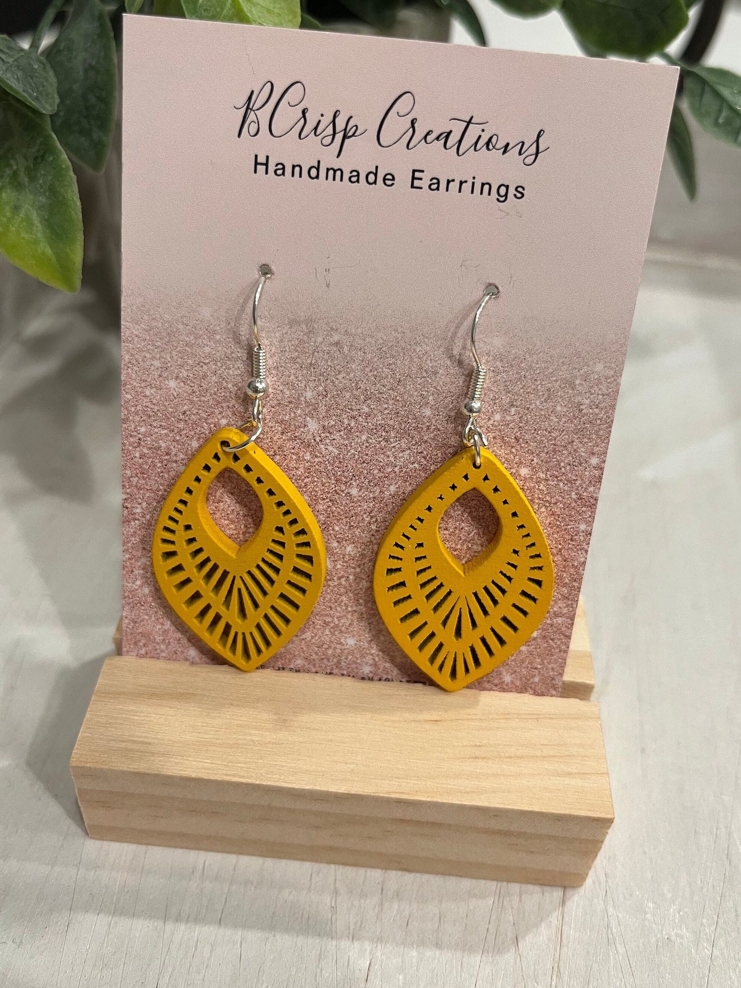 Yellow Wood Vintage Earrings