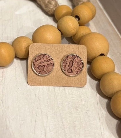 Blush Earrings 12mm Faux Leather Studs