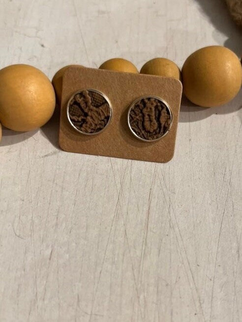 Brown Earrings 12mm Studs