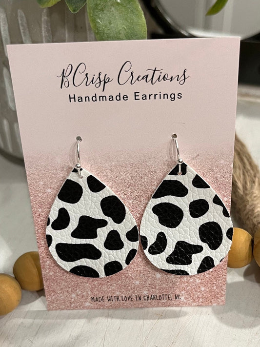 Cow Print Faux Leather Earrings