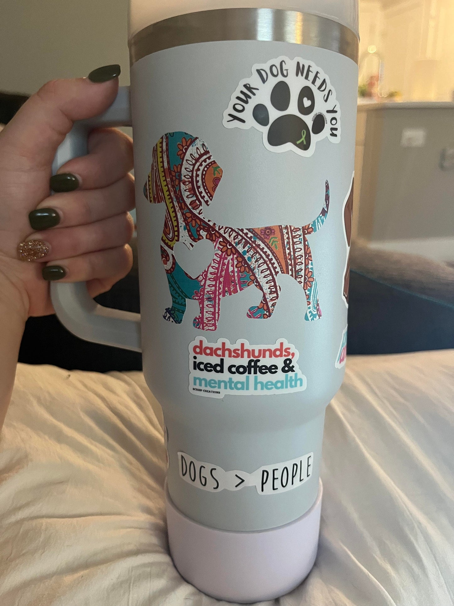 Dachshunds, Mental Health & Iced Coffee Vinyl Sticker