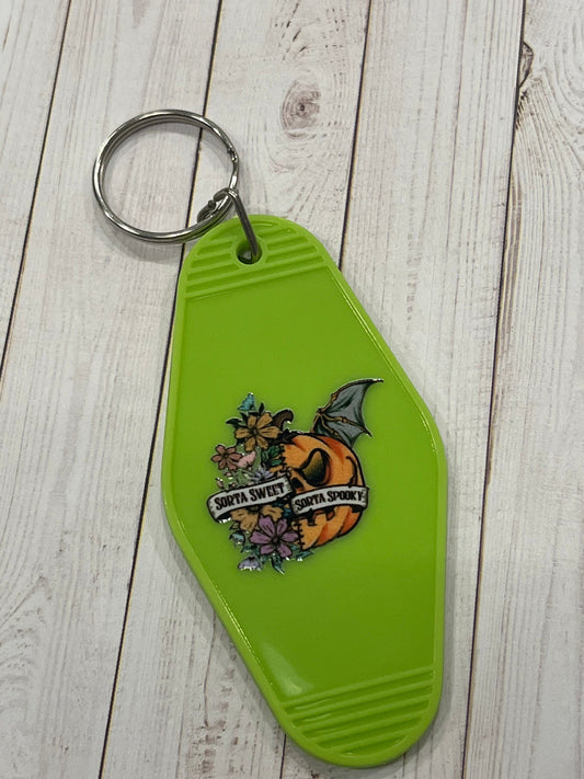 Sorta Sweet Sorta Spooky Halloween Motel Keychain