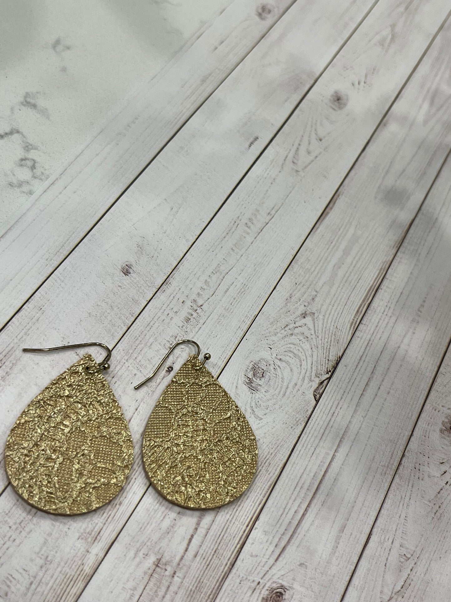 Gold Faux Leather Earrings