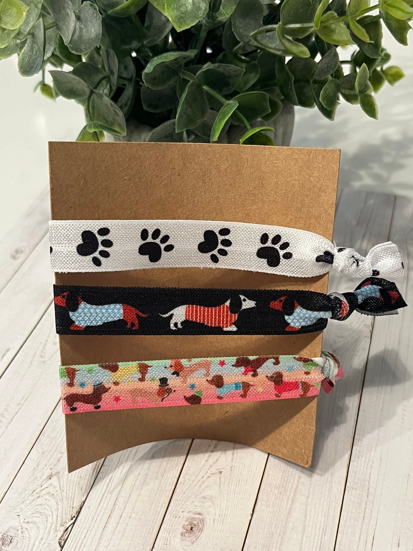 Dog Paw Dachshund Elastic Hair Ties (3 pack)