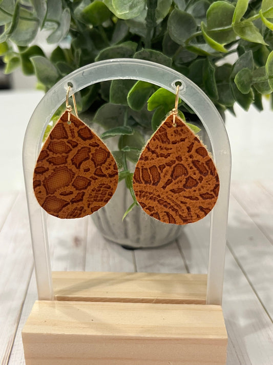 Burnt Orange Faux Leather Earrings