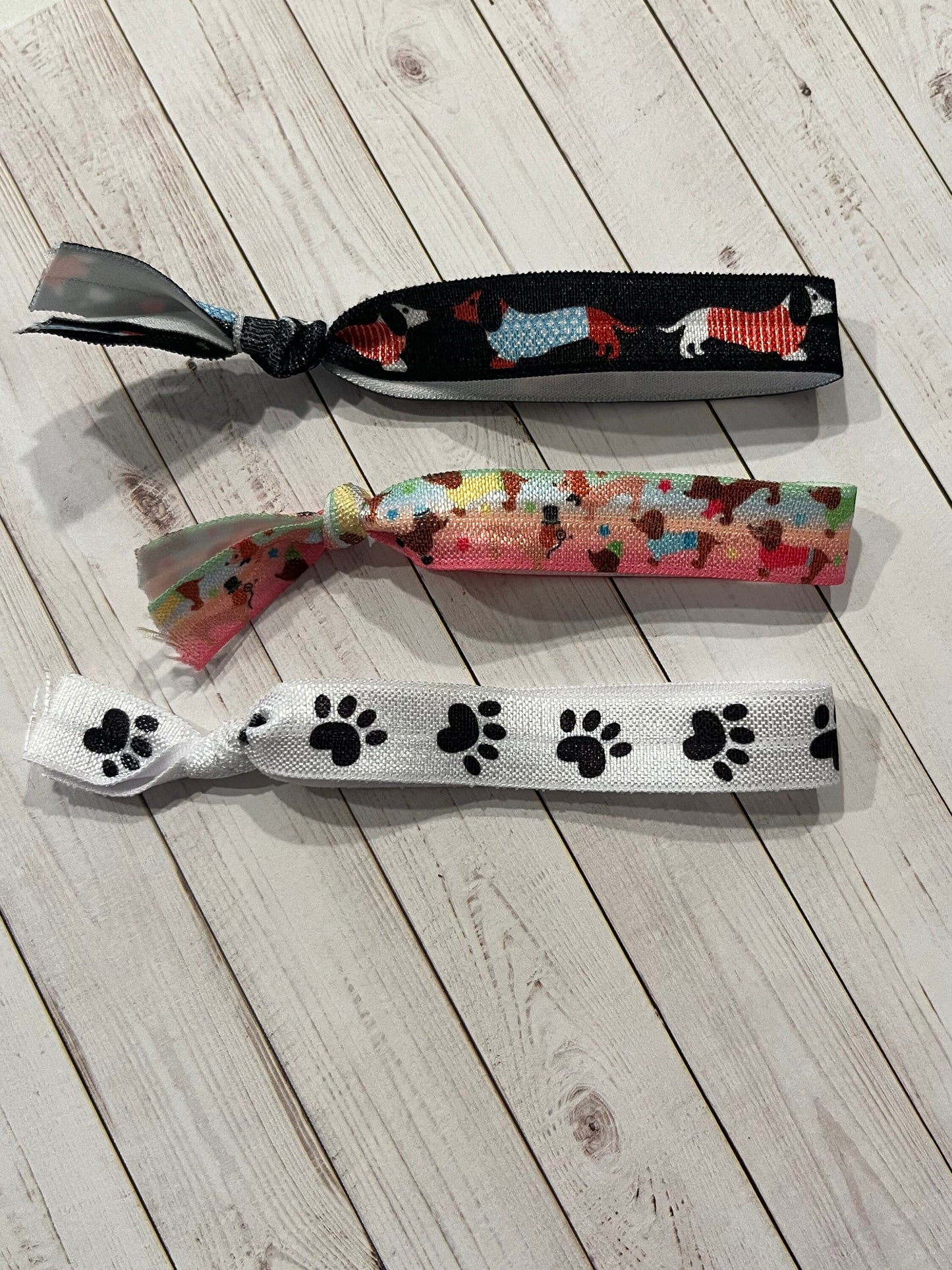 Dog Paw Dachshund Elastic Hair Ties (3 pack)