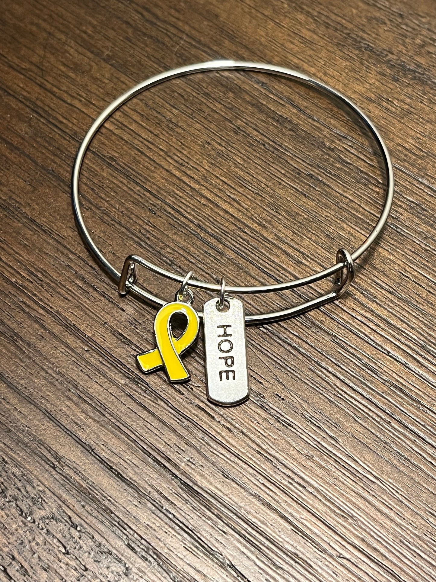 Endometriosis Awareness Ribbon Dangle Adjustable Bracelet