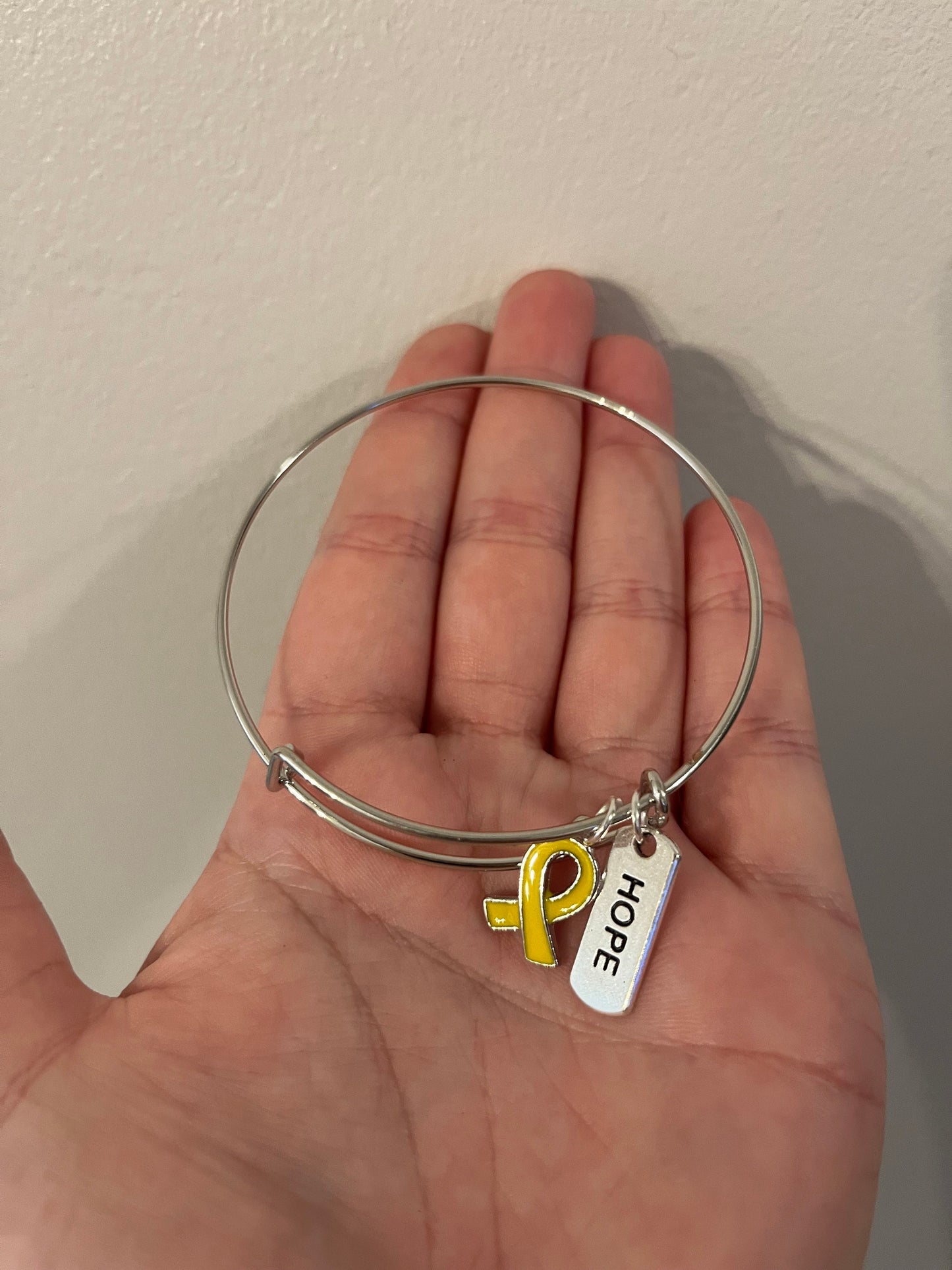 Endometriosis Awareness Ribbon Dangle Adjustable Bracelet