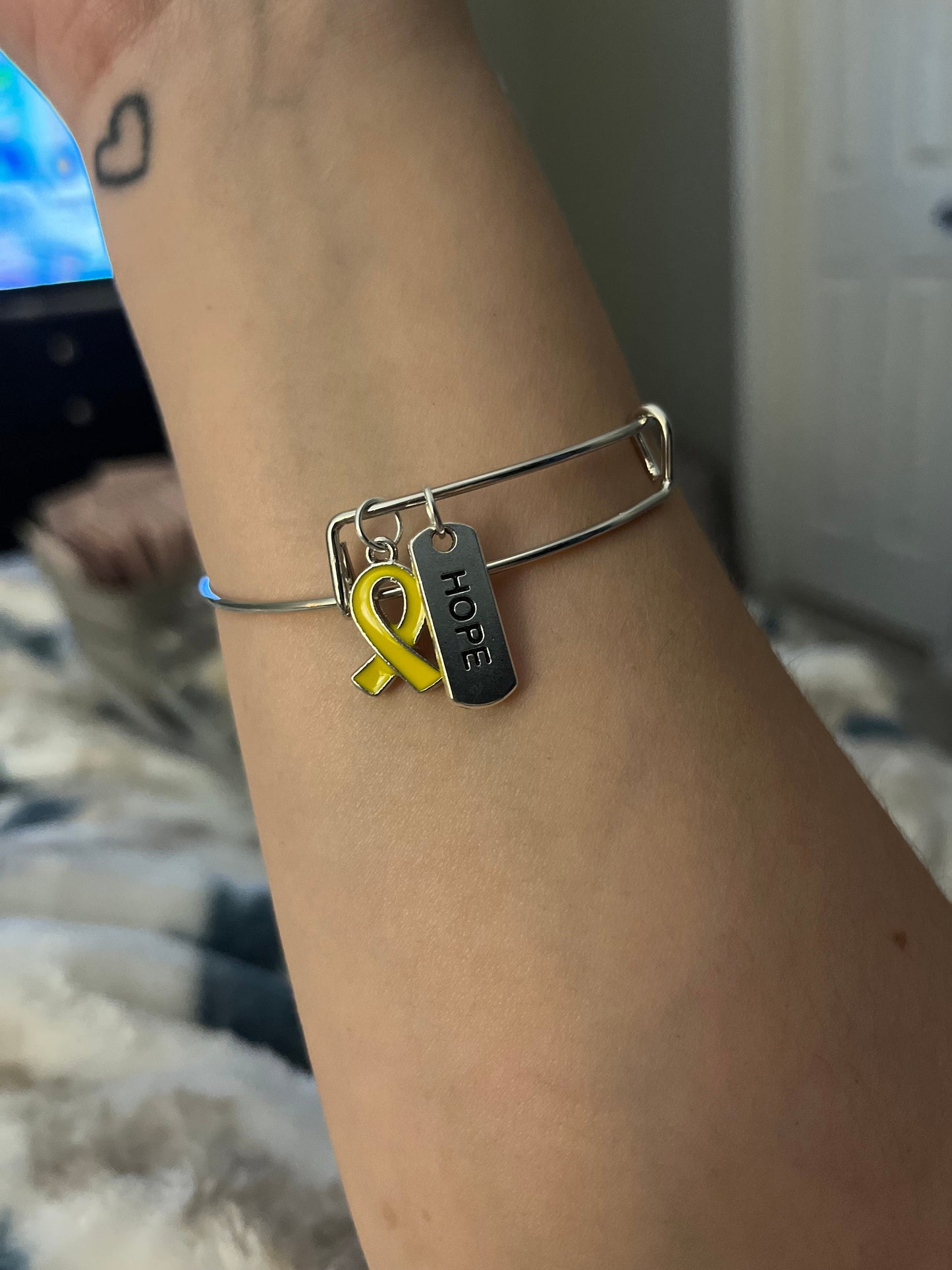 Endometriosis Awareness Ribbon Dangle Adjustable Bracelet