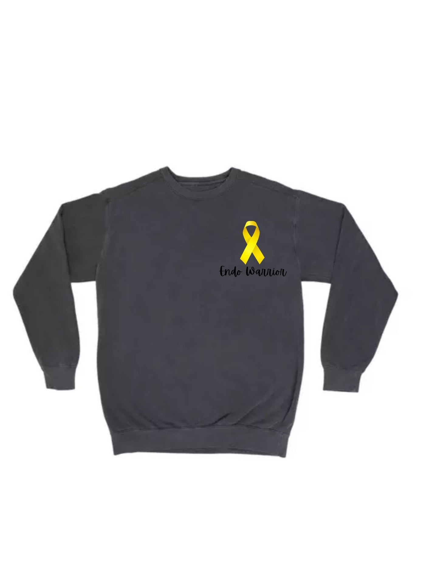 Endo Warrior & Yellow Ribbon for Endometriosis Awareness Sweatshirt Gray