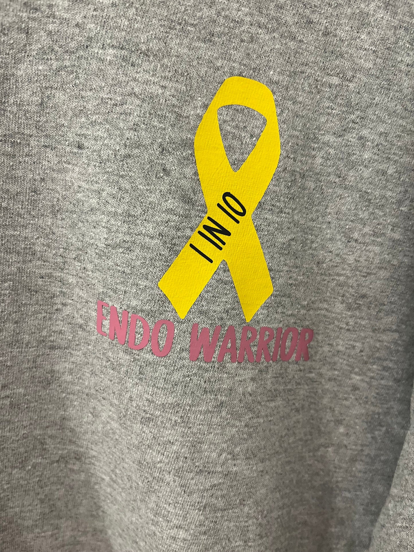 Endo Warrior Tee with Awareness Ribbon, Unisex Grey Long Sleeve