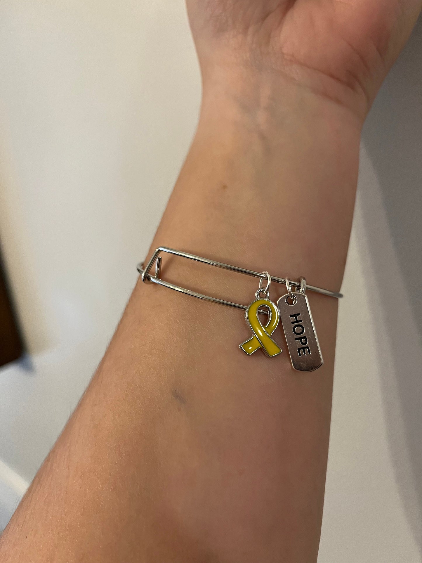 Endometriosis Awareness Ribbon Dangle Adjustable Bracelet