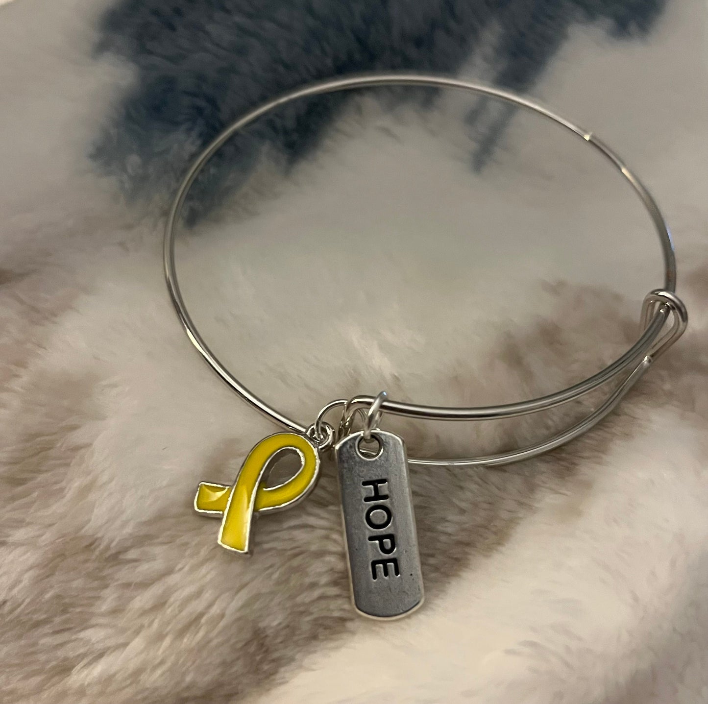 Endometriosis Awareness Ribbon Dangle Adjustable Bracelet