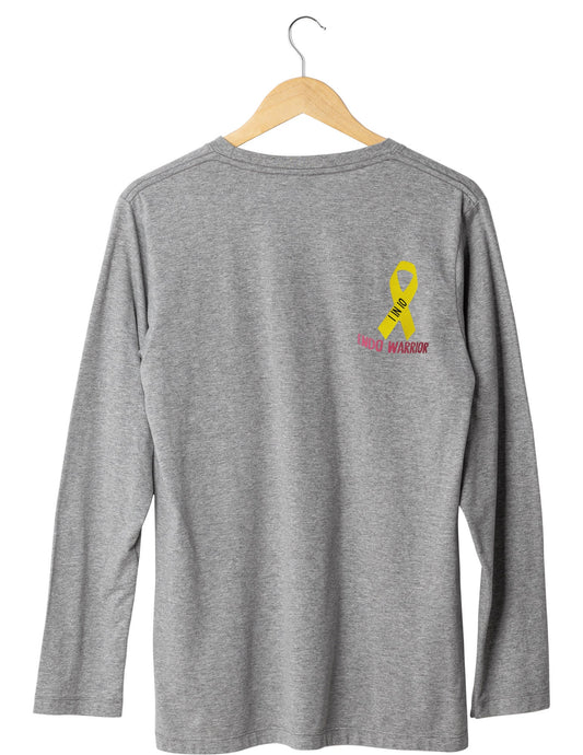 Endo Warrior Tee with Awareness Ribbon, Unisex Grey Long Sleeve