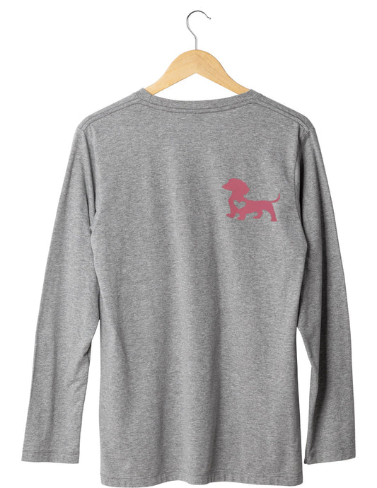 Dachshund Decal Custom Long Sleeve Shirt, Gray