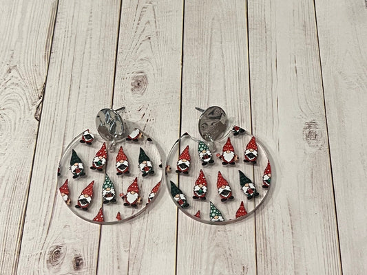 Christmas Gnome Semi Circle Earrings