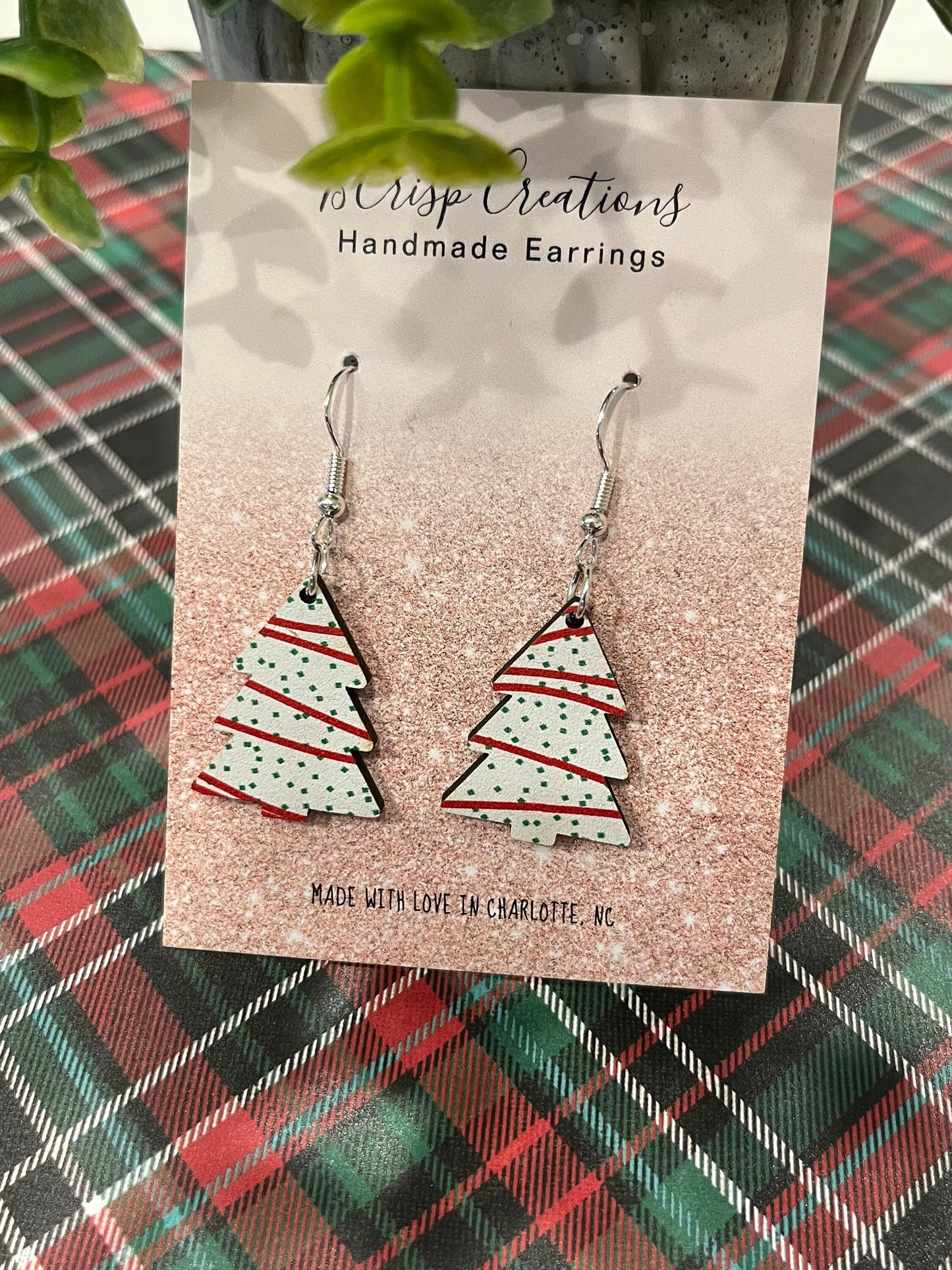 Little Debbie Christmas Snack Cake Wood Earrings