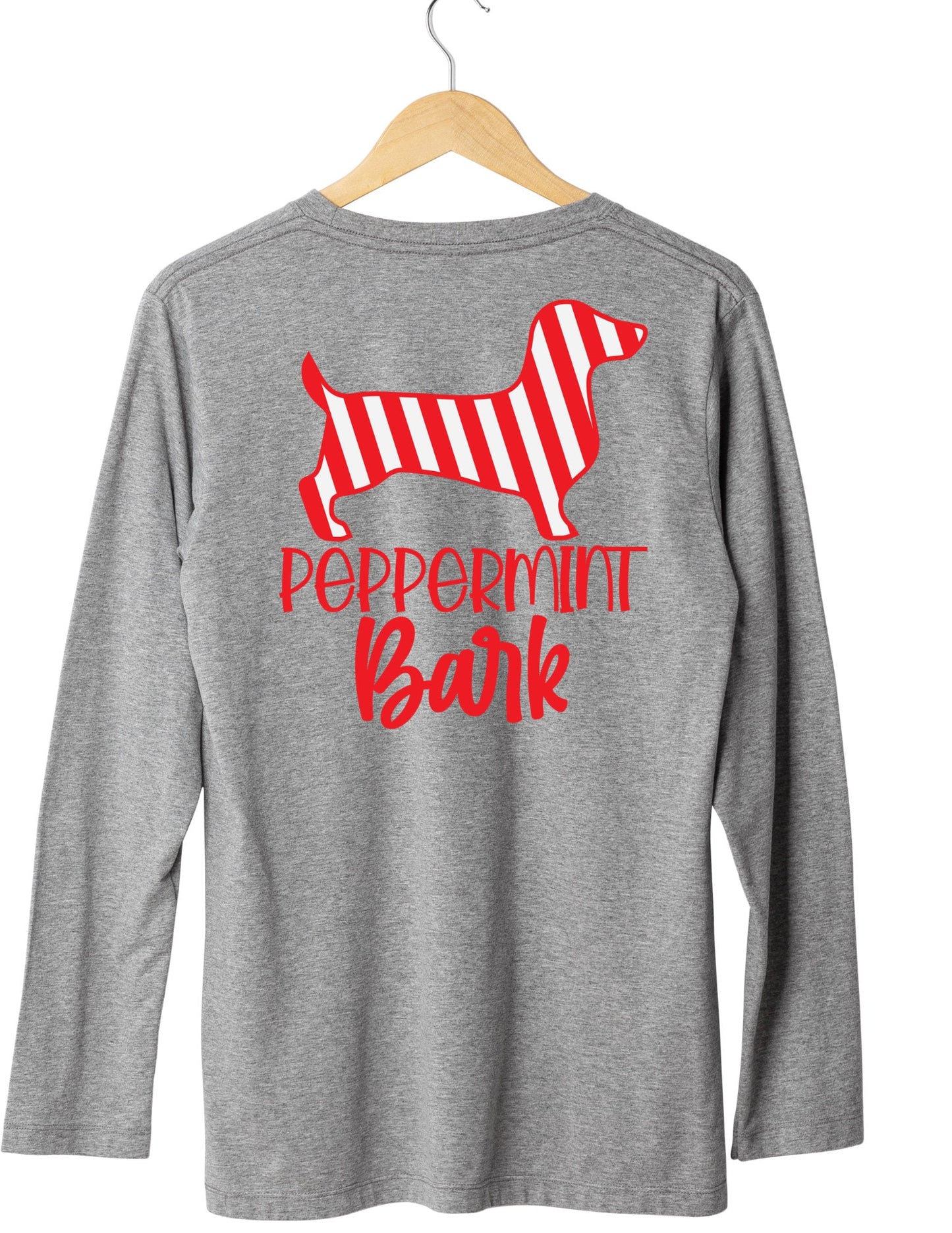 Peppermint Bark Dachshund Christmas Long Sleeve, Gray