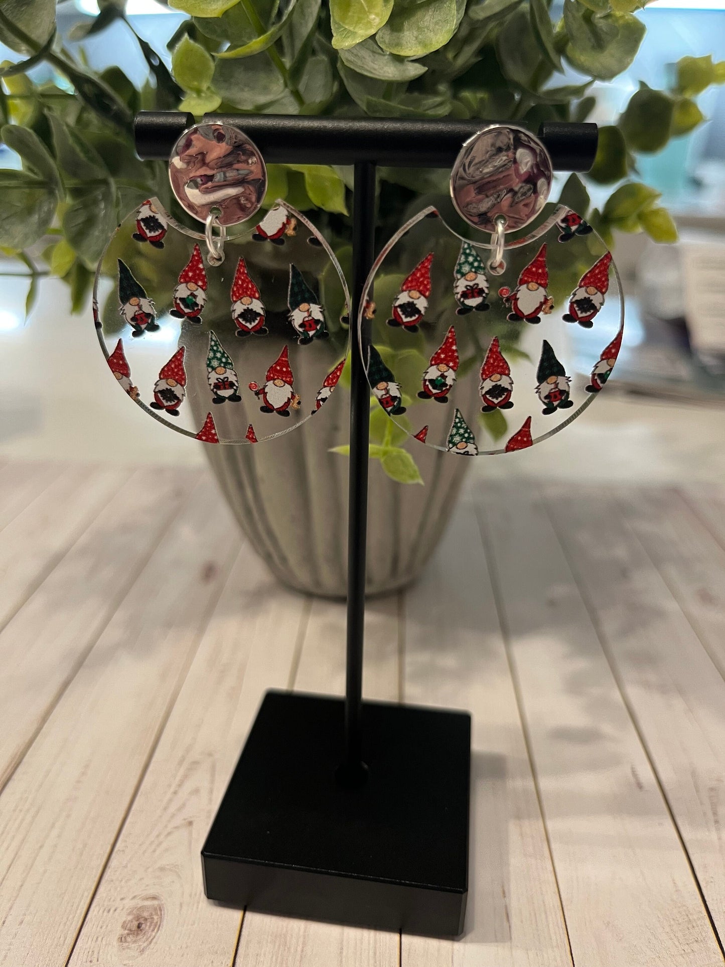 Christmas Gnome Semi Circle Earrings