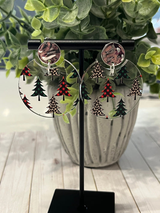 Christmas Tree Semi Circle Earrings