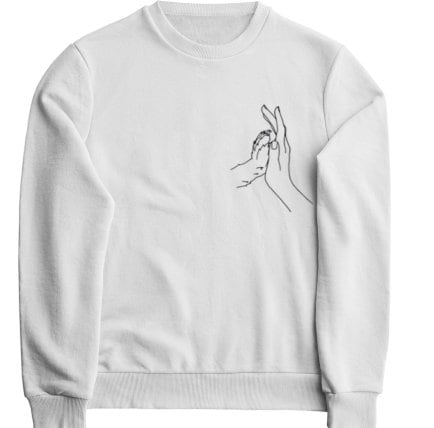 Dog Paw & Hand Print Crewneck Sweatshirt in White