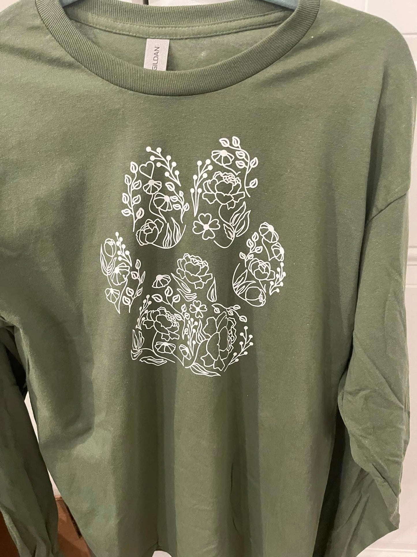 Floral Paw Print Shirt Long Sleeve Shirt