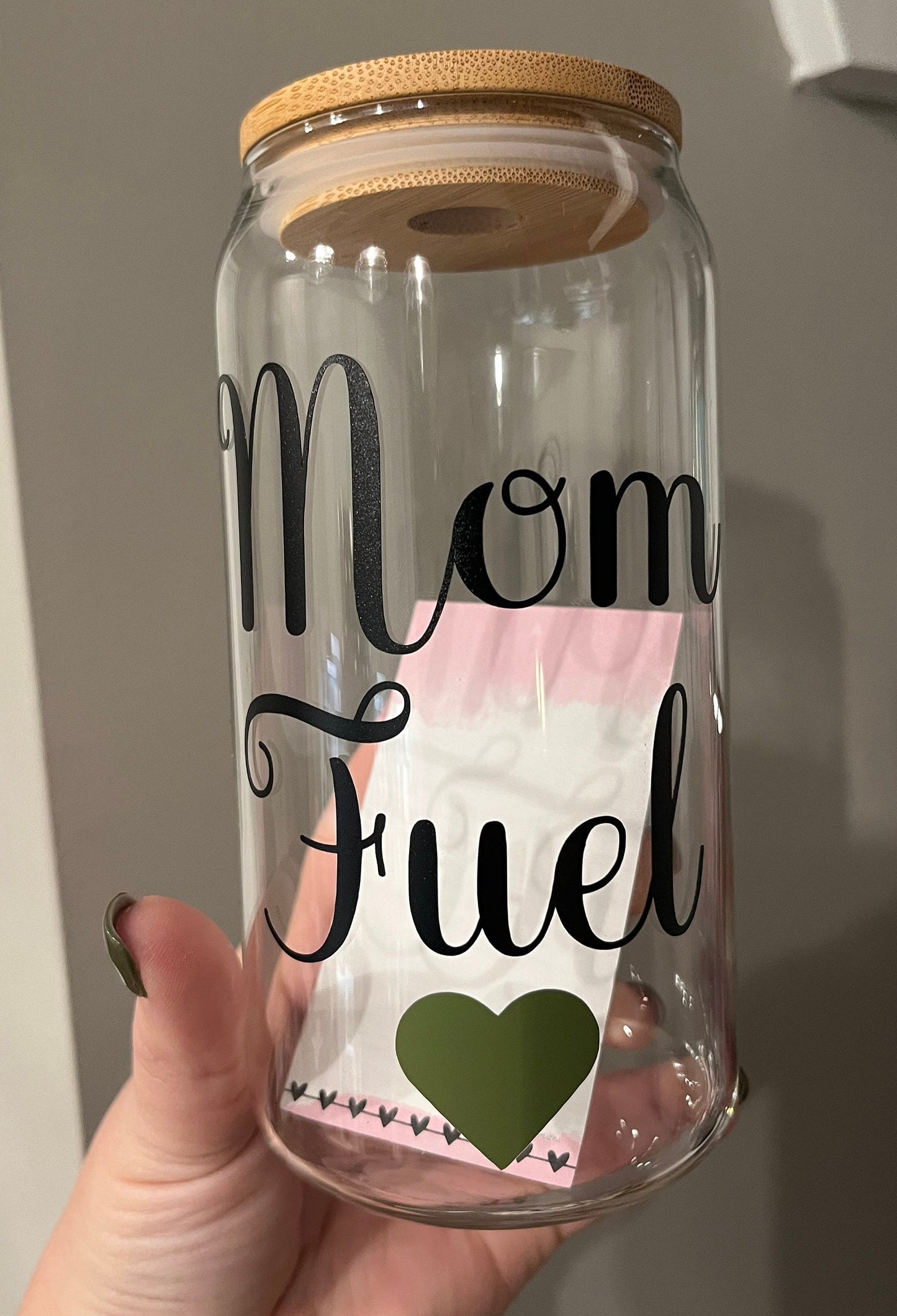 Mom Fuel Iced Coffee Cup, 16oz Glass Cup