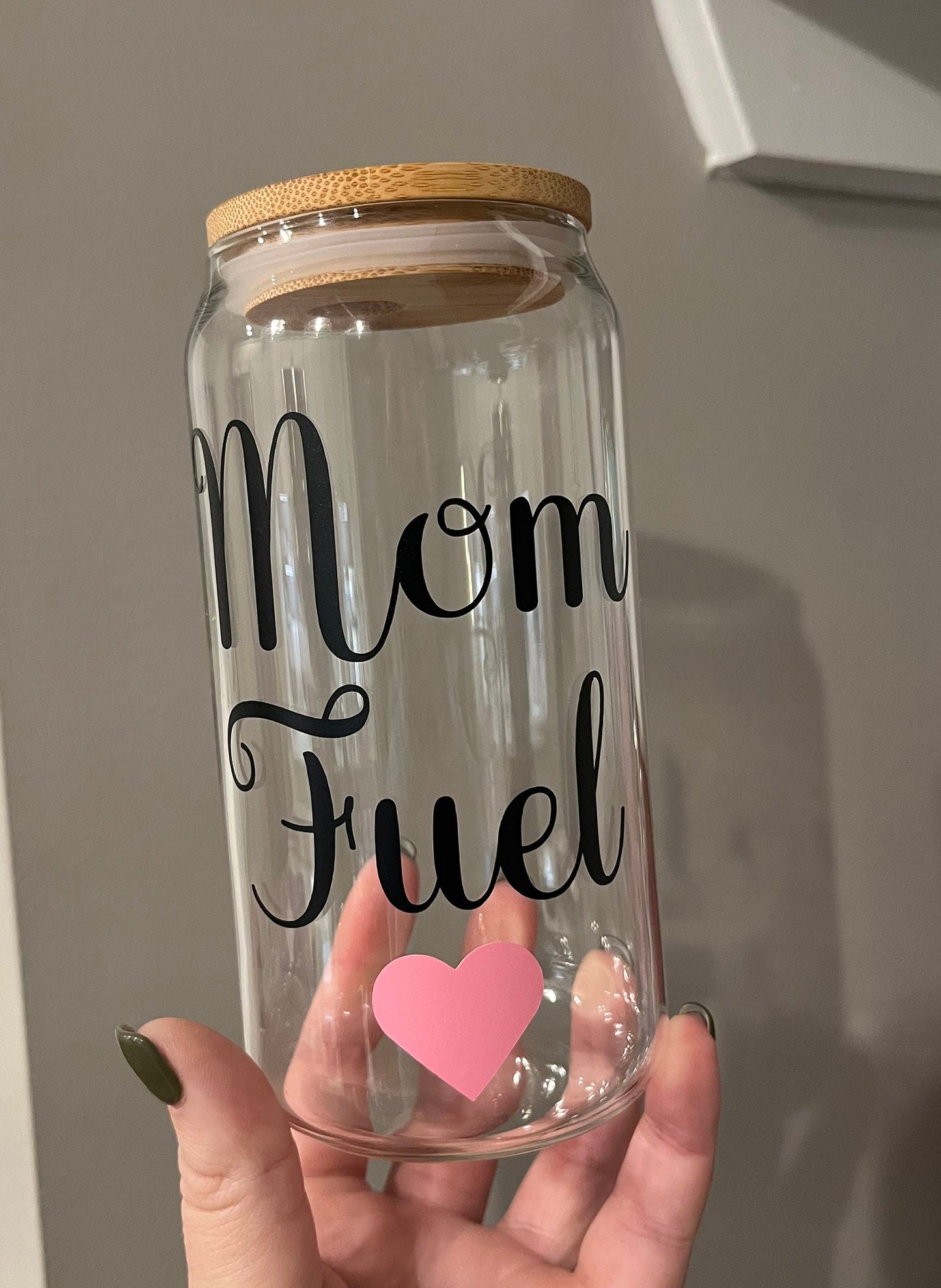 Mom Fuel Iced Coffee Cup, 16oz Glass Cup