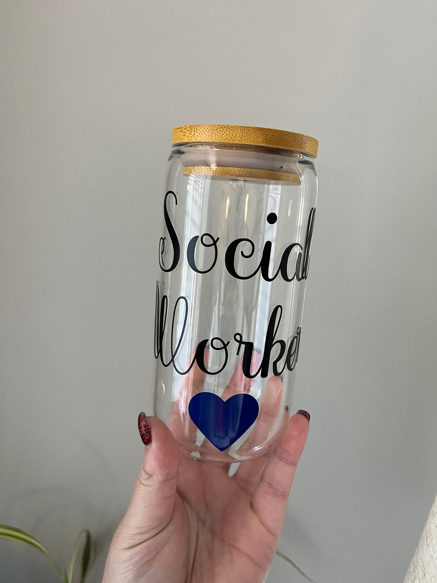 Social Worker Iced Coffee Cup 16oz Glass