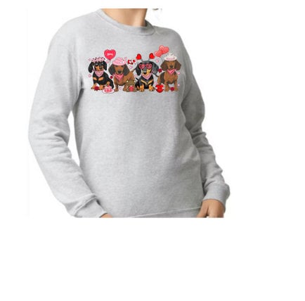 Dachshund Valentines Ash Grey Sweatshirt