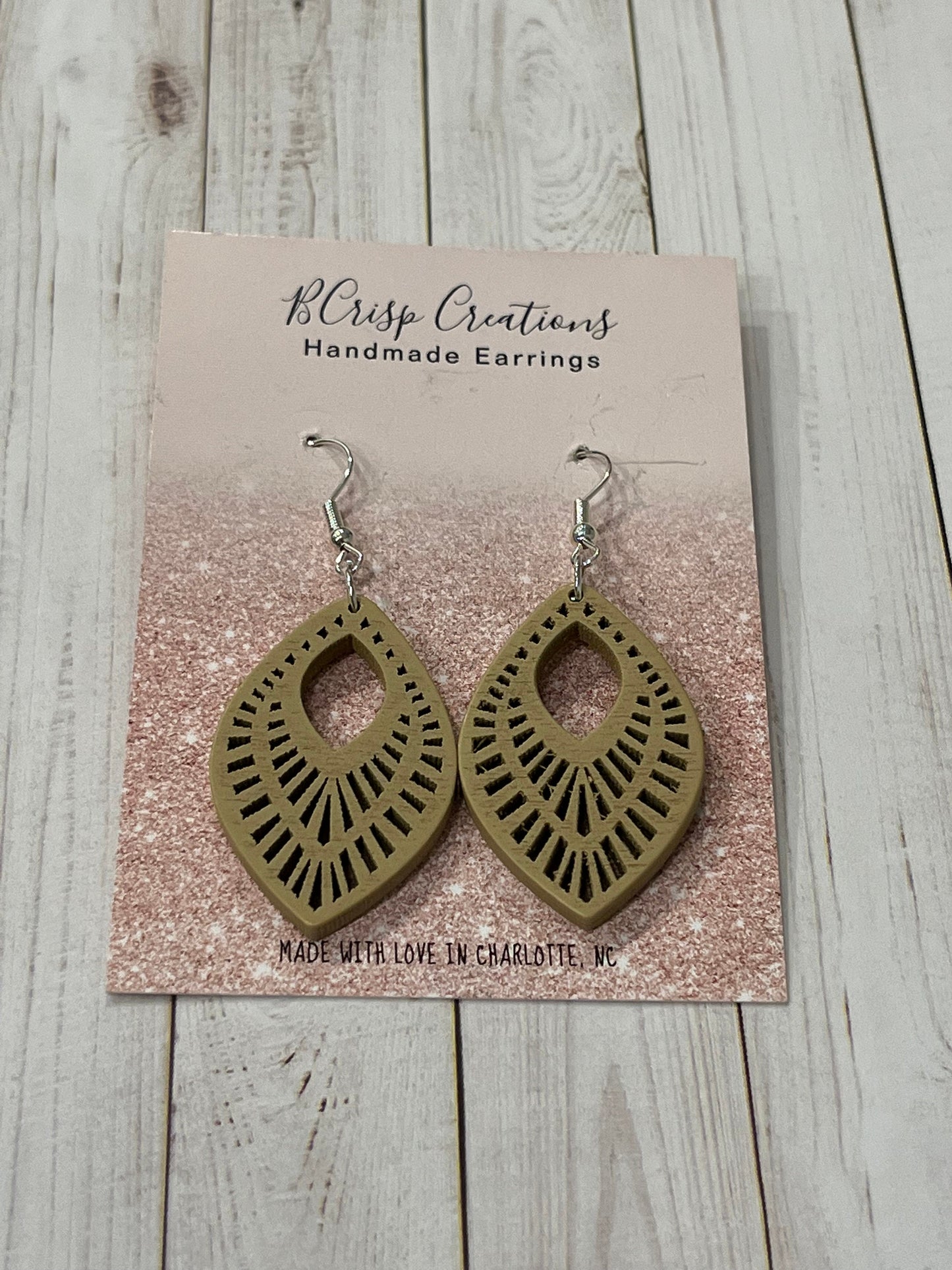 Beige Wood Boho Earrings