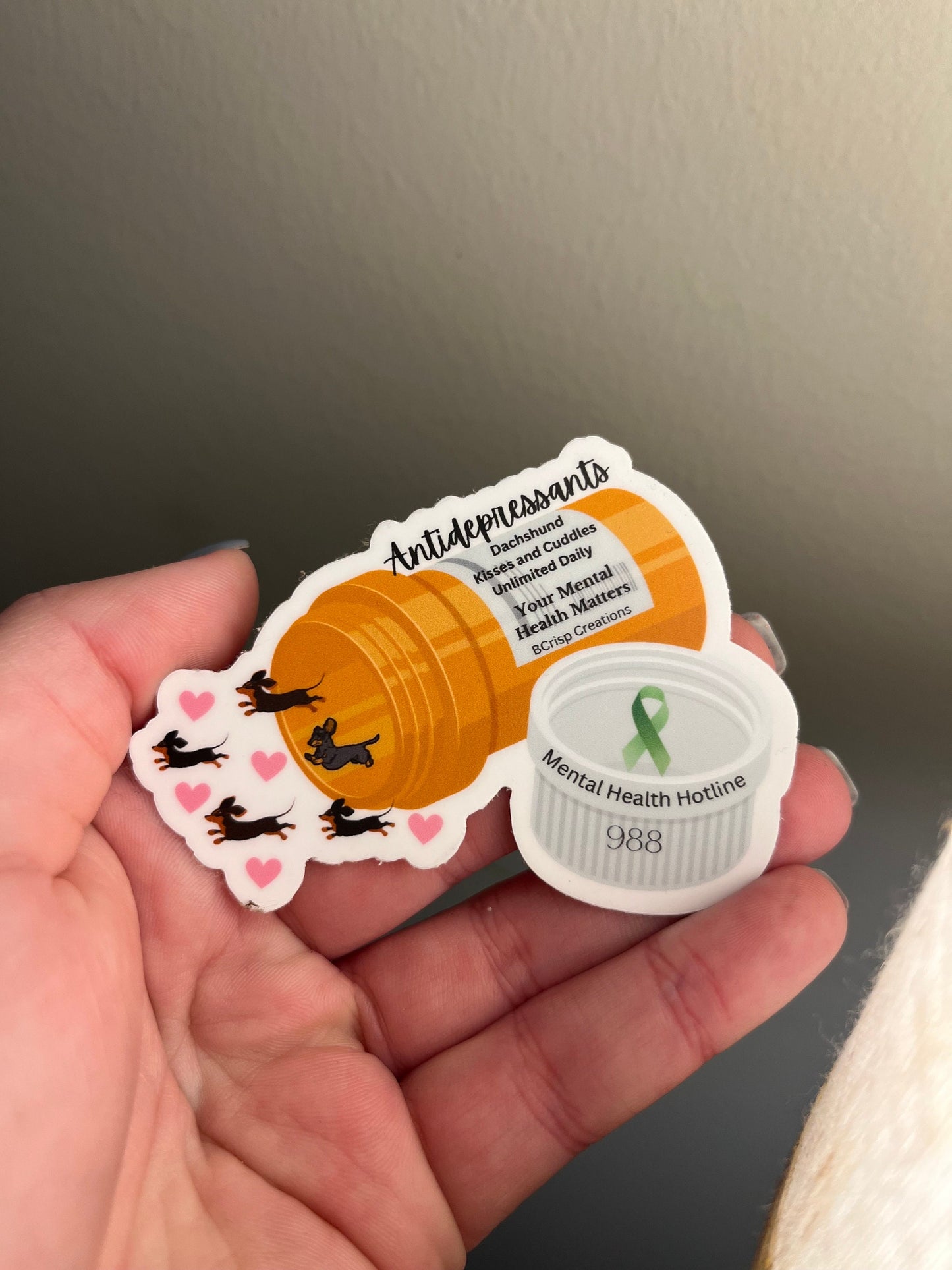 Dachshund Mental Health Bottle Sticker