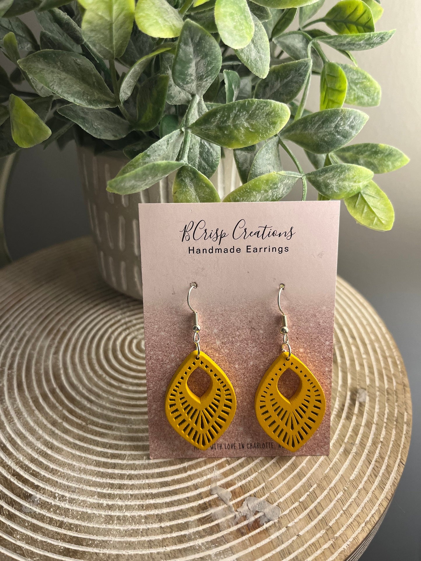 Yellow Wood Vintage Earrings