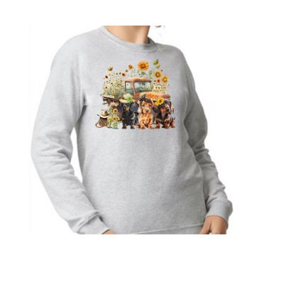 Dachshund Sunflower Sweatshirt Ash Grey