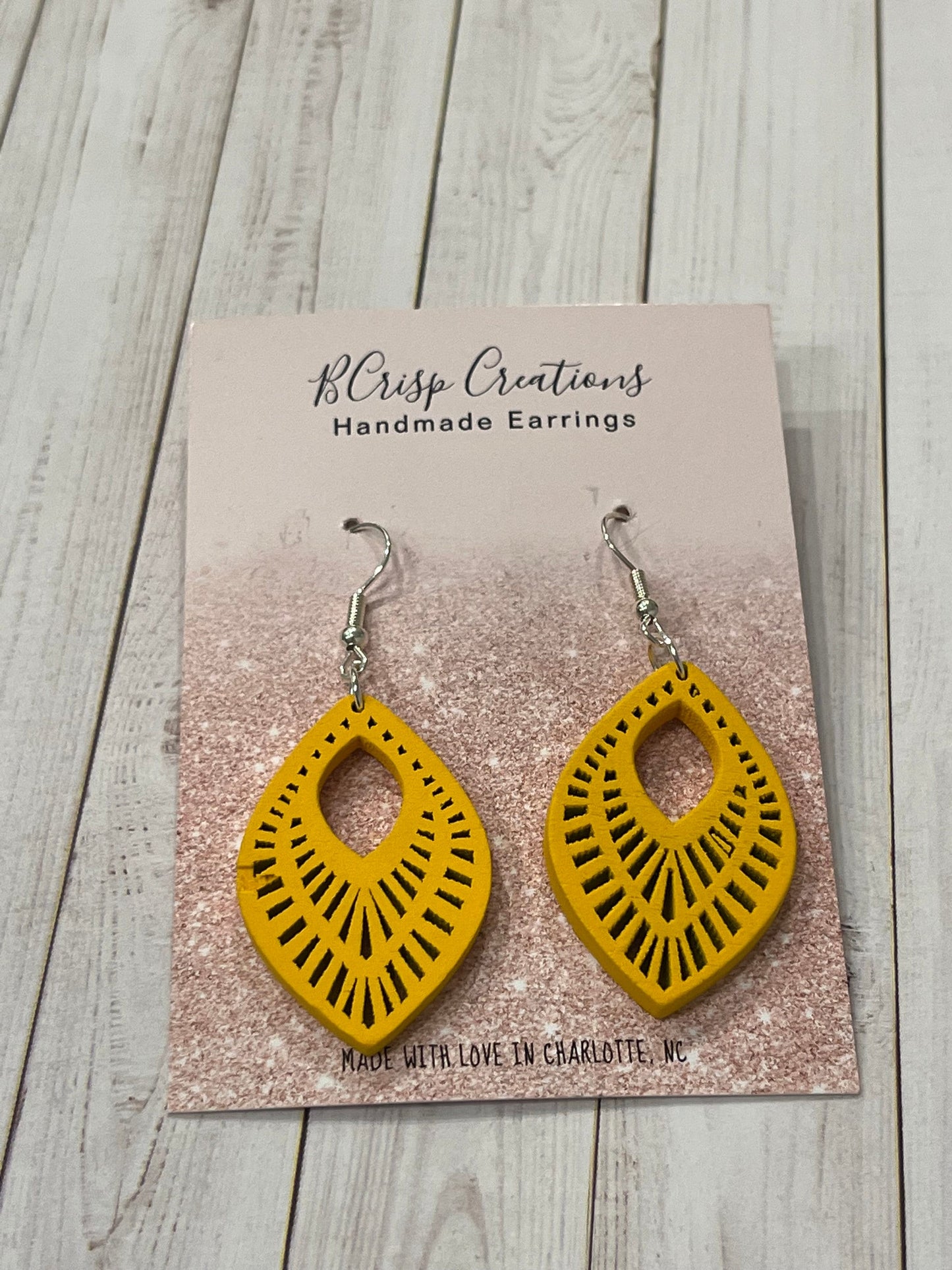 Yellow Wood Vintage Earrings