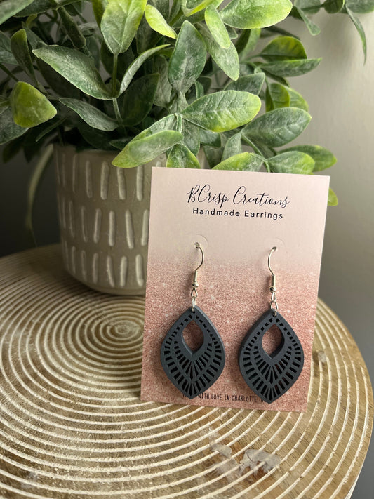 Blue Boho Wood Earrings